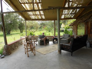 Our verandah, the REAL living room; always a few impala or eland grazing nearby.